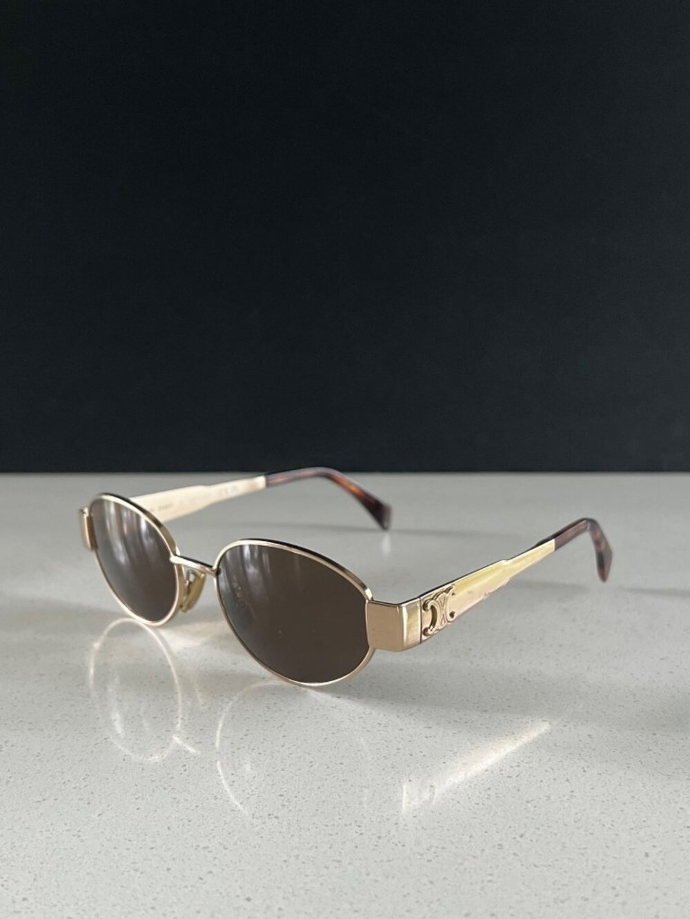 CELINE CL40235U Triomphe Metal oval light GOLD  sunglasses - Picture 3 of 12